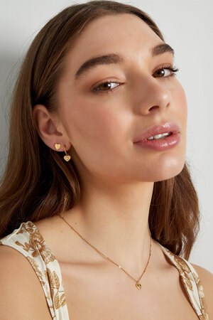 Boucles d'oreilles détail coeur avec perle - doré h5 Image2