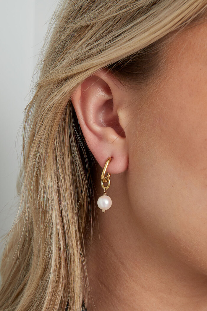 Klassischer Ohrring-Perlenanhänger – Silber Bild3