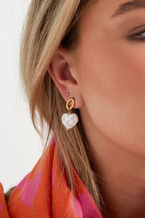 Boucle d'oreille avec perle en forme de coeur - argent h5 Image3