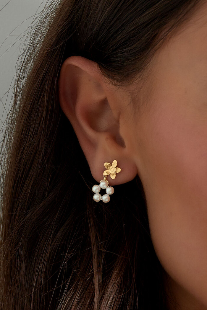 Ohrringe Perlenblume - Silber Bild3