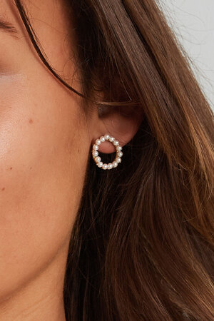 Boucle d'oreille ronde avec perles - doré h5 Image3