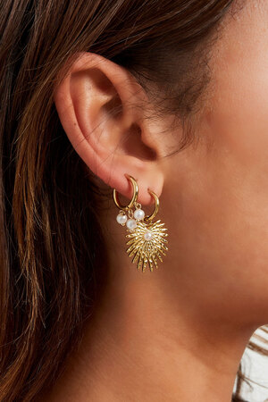 Boucle d'oreille ronde avec pendentif trois perles - argent h5 Image3