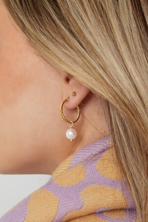Boucle d'oreille corde ronde avec pendentif perle - argent h5 Image3