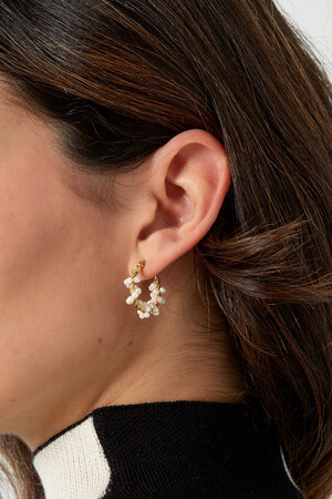 Boucle d'oreille corde torsadée avec perles - doré h5 Image3