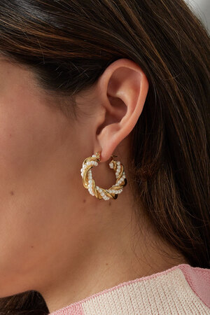 Twisted earring pearl party - gold h5 Picture3