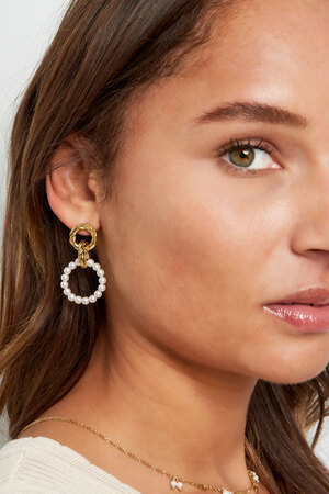 Boucle d'oreille avec pendentif perle ronde - doré h5 Image4
