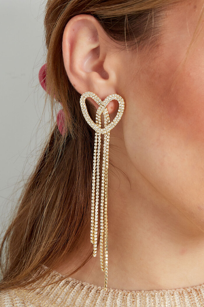 Boucles d'oreilles coeur scintillant doré - zircon cuivre Image3