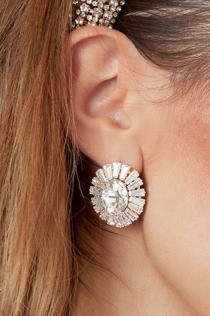 Boucles d'oreilles soleil scintillant argent - zircon cuivre Image3