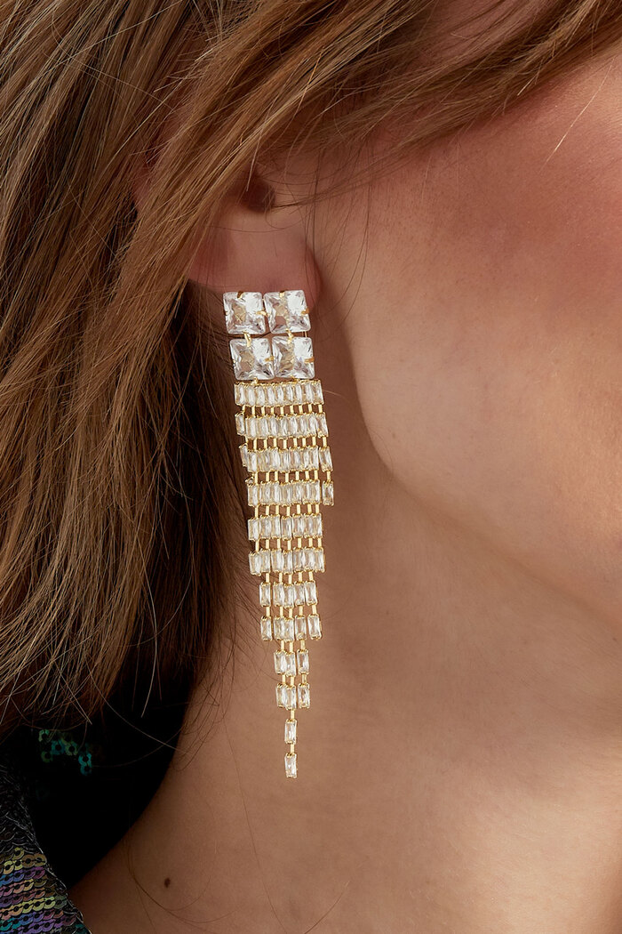 Boucles d'oreilles scintillantes glam gold - zircon cuivre Image3