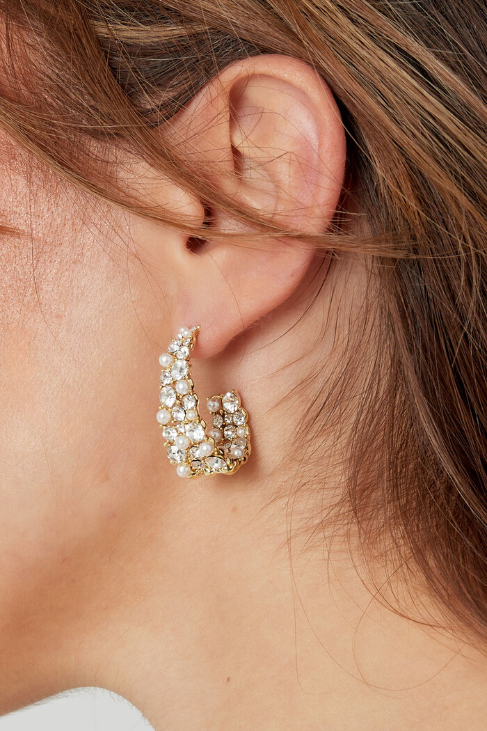 Boucles d'oreilles demi lune scintillantes argent - zircon cuivre Image3