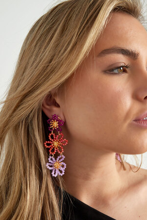 Flower party statement earrings - orange/purple h5 Picture4