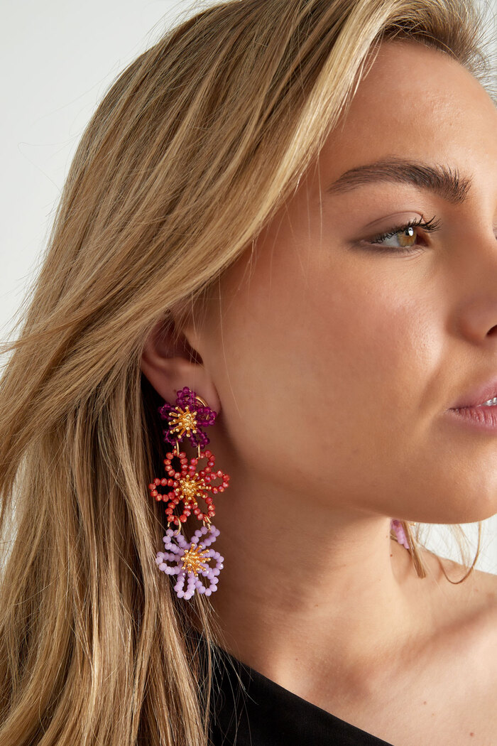 Flower party statement earrings - orange/purple Picture4
