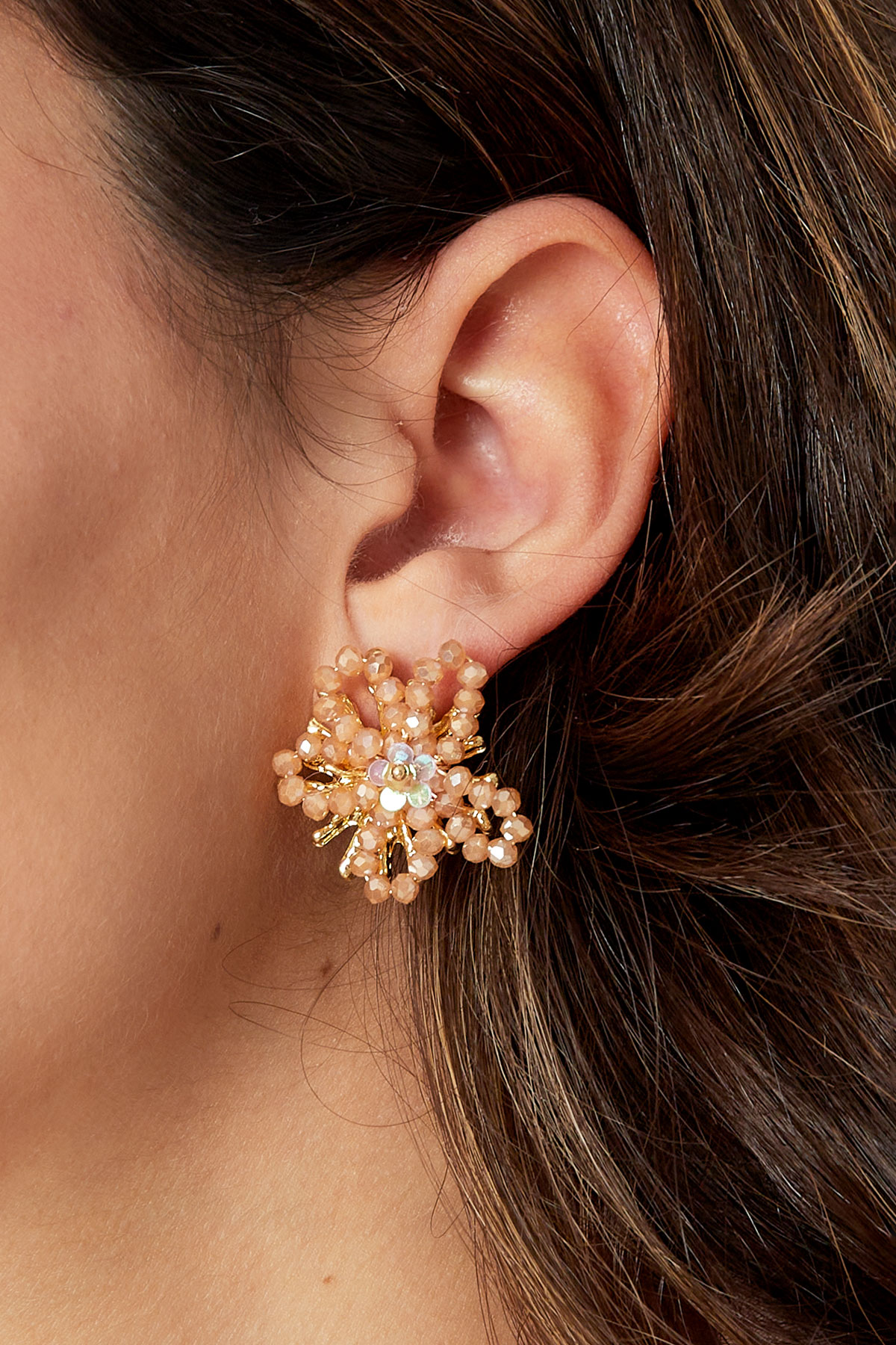 Beaded flower earrings - orange  h5 Picture3