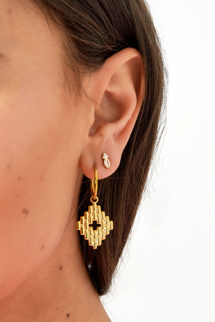 Boucles d'oreilles clous look vintage avec pierres - doré Image2