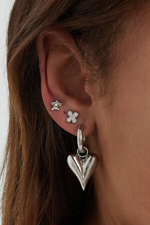 Boucles d'oreilles trèfle avec pierres - argent h5 Image3