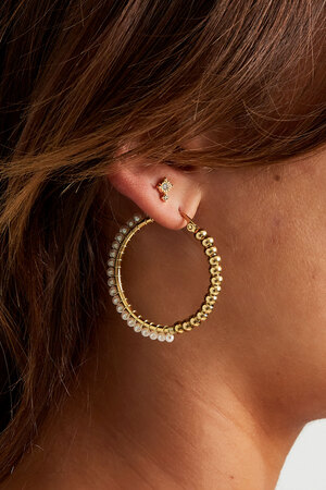 Chic earring with double rhinestones - gold h5 Picture3