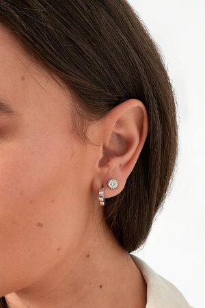 Boucle d'oreille marguerite avec pierre - doré h5 Image3