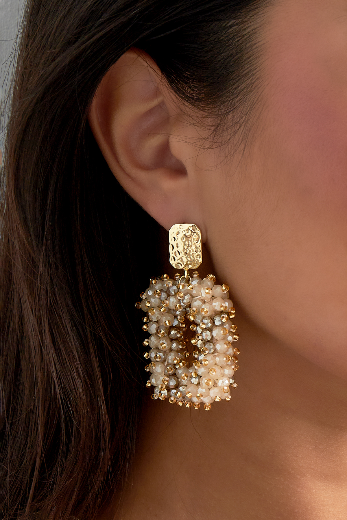 Glitter nights statement earrings - white gold  Picture4