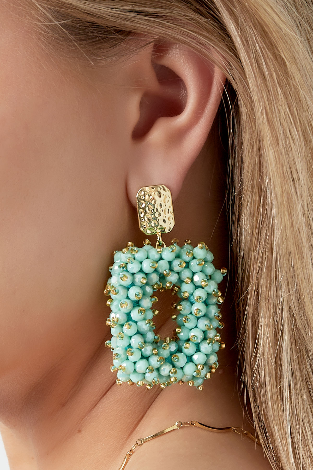 Glitter nights statement earrings - beige  Picture3