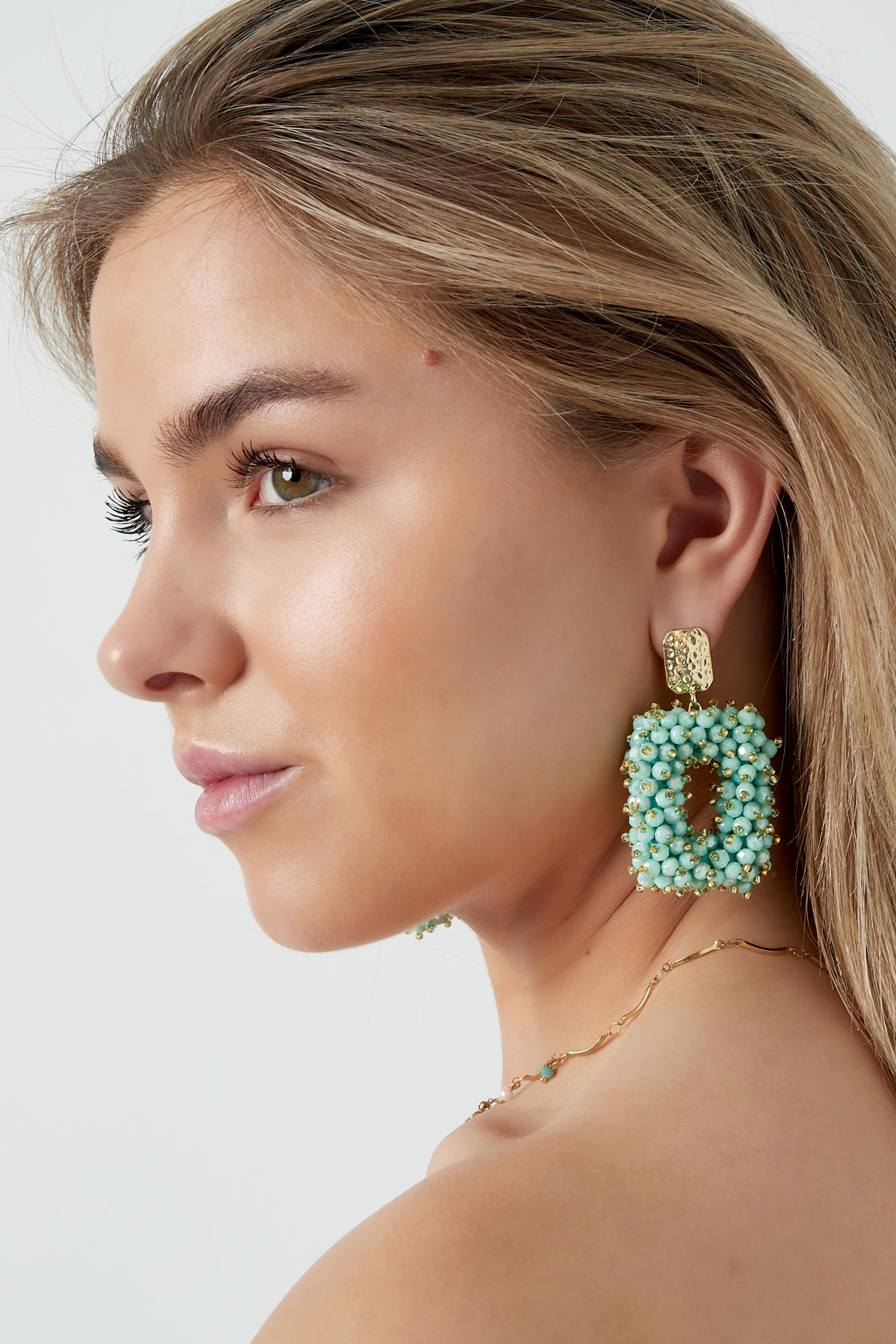 Glitter nights statement earrings - green/gold  h5 Picture4
