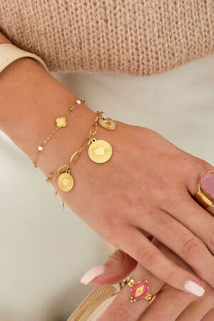 Armband Kleeblatt mit Perlen - Gold h5 Bild2