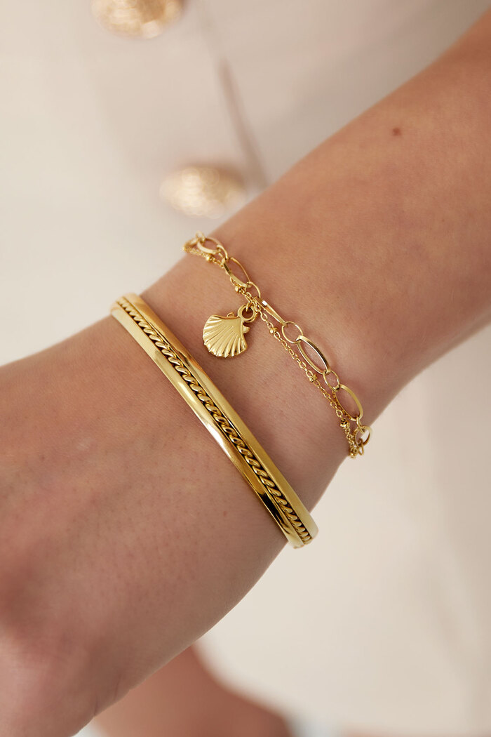 Strand vibe armband met schelp bedel - goud  Afbeelding2