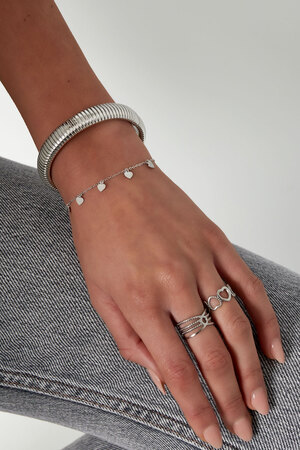 Simple bracelet with heart-shaped pendants - silver h5 Picture3