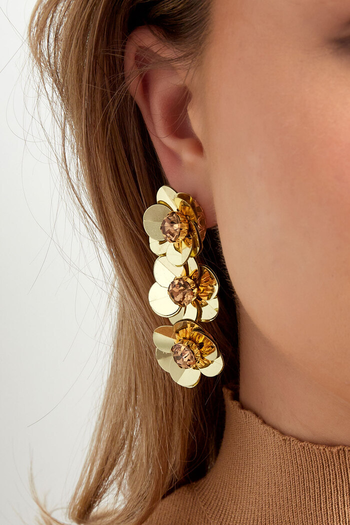 Summery floral trio earrings - gold Picture3