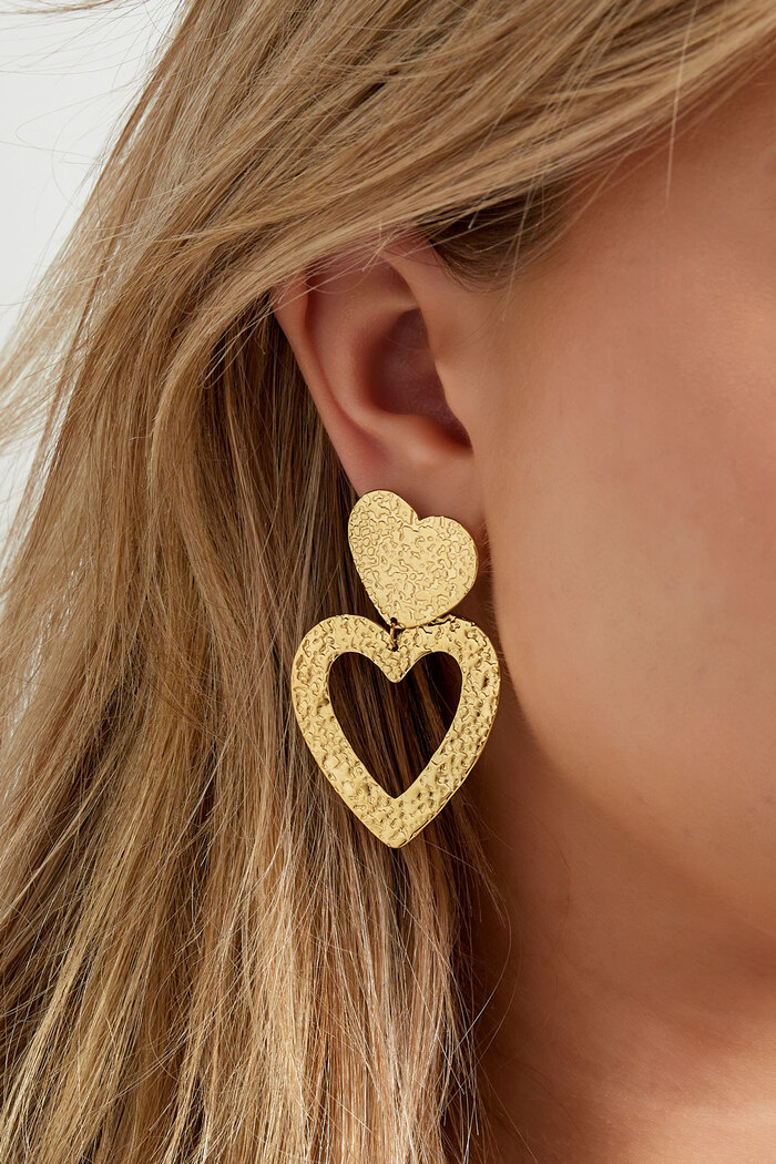 Ohrringe Herzstruktur - Gold Bild3