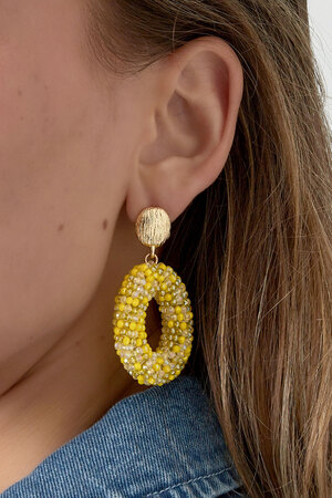 Oval disco dip earring - beige gold h5 Picture3