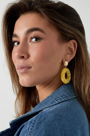 Oval disco dip earring - orange gold h5 Picture4