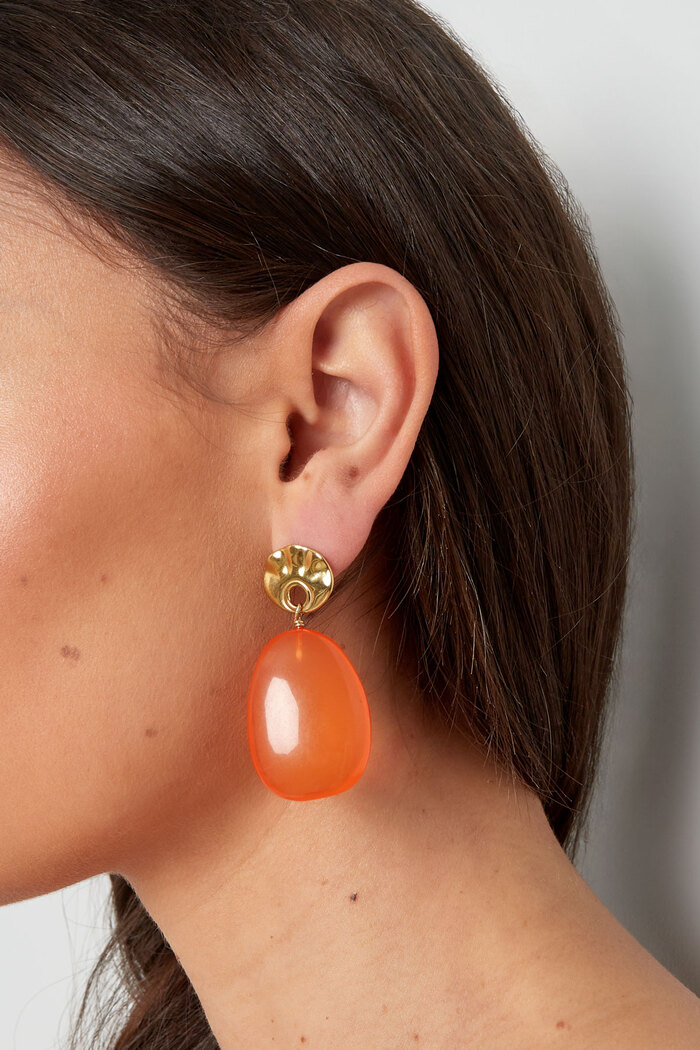 Earrings round and oval - orange/gold  Picture3