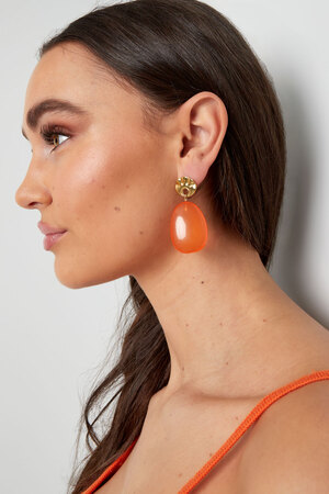 Boucles d'oreilles rondes et ovales - orange/doré  h5 Image4
