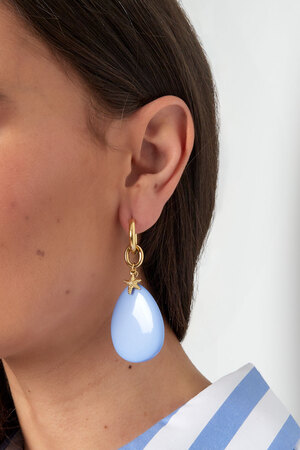 Boucles d'oreilles ovales avec étoile de mer - bleu clair  h5 Image3