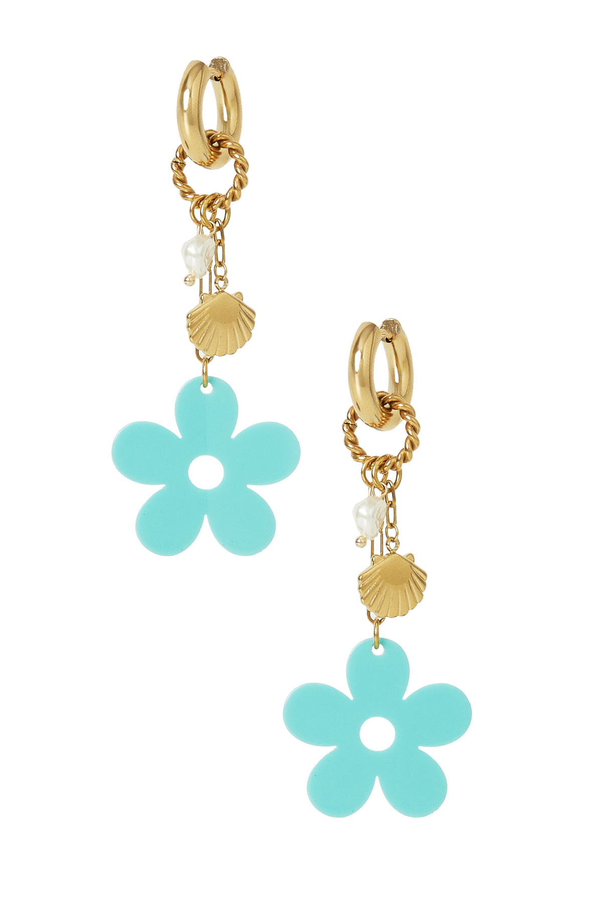 Earrings floral mood - blue gold