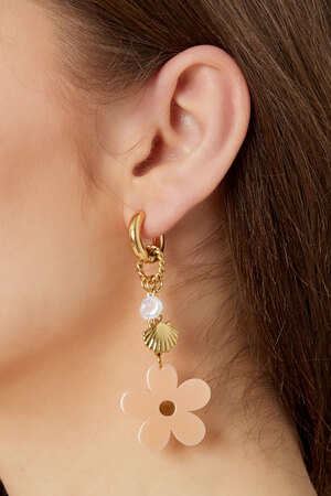 Boucles d'oreilles ambiance florale - or bleu h5 Image3