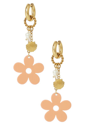 Earrings floral mood - beige gold h5 
