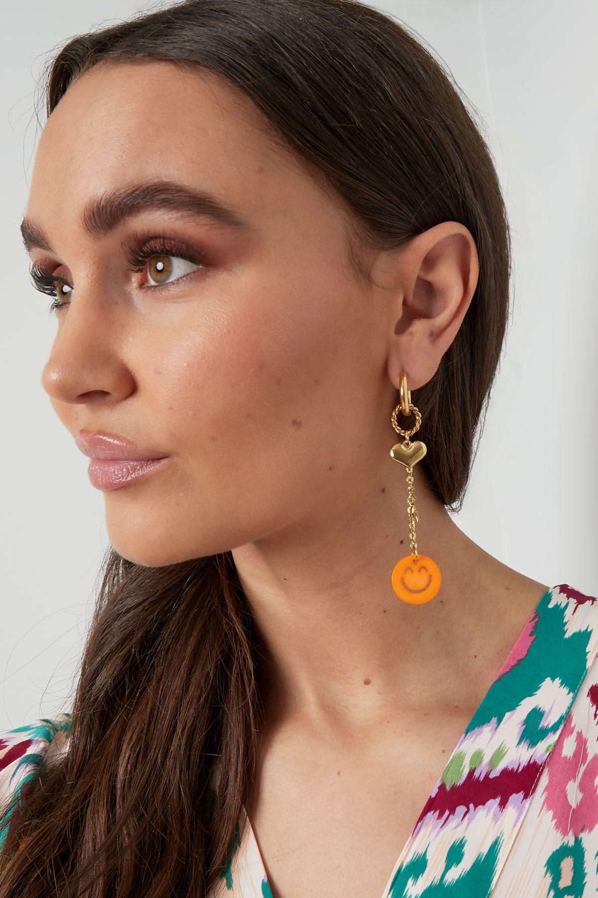 Earrings love to smile - orange gold h5 Picture2
