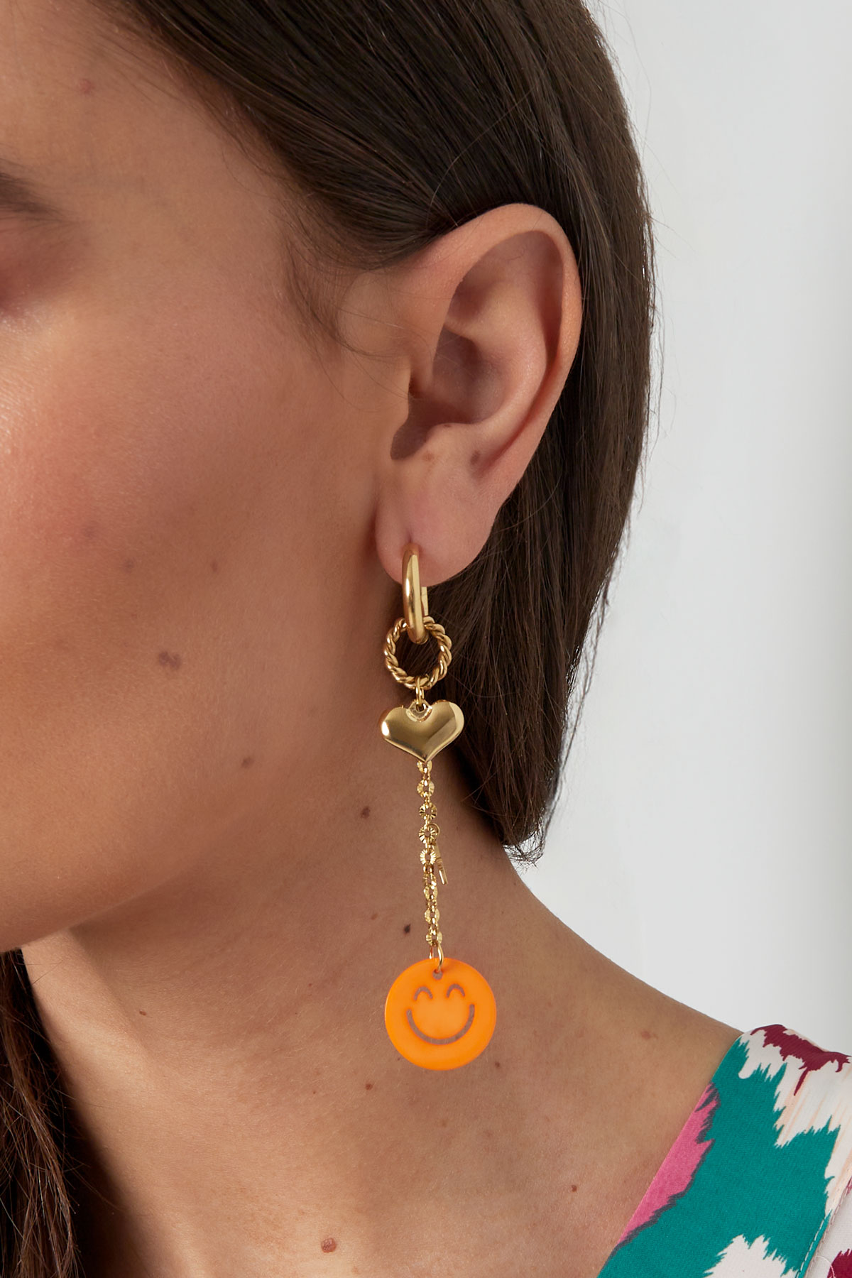 Earrings love to smile - orange gold h5 Picture3