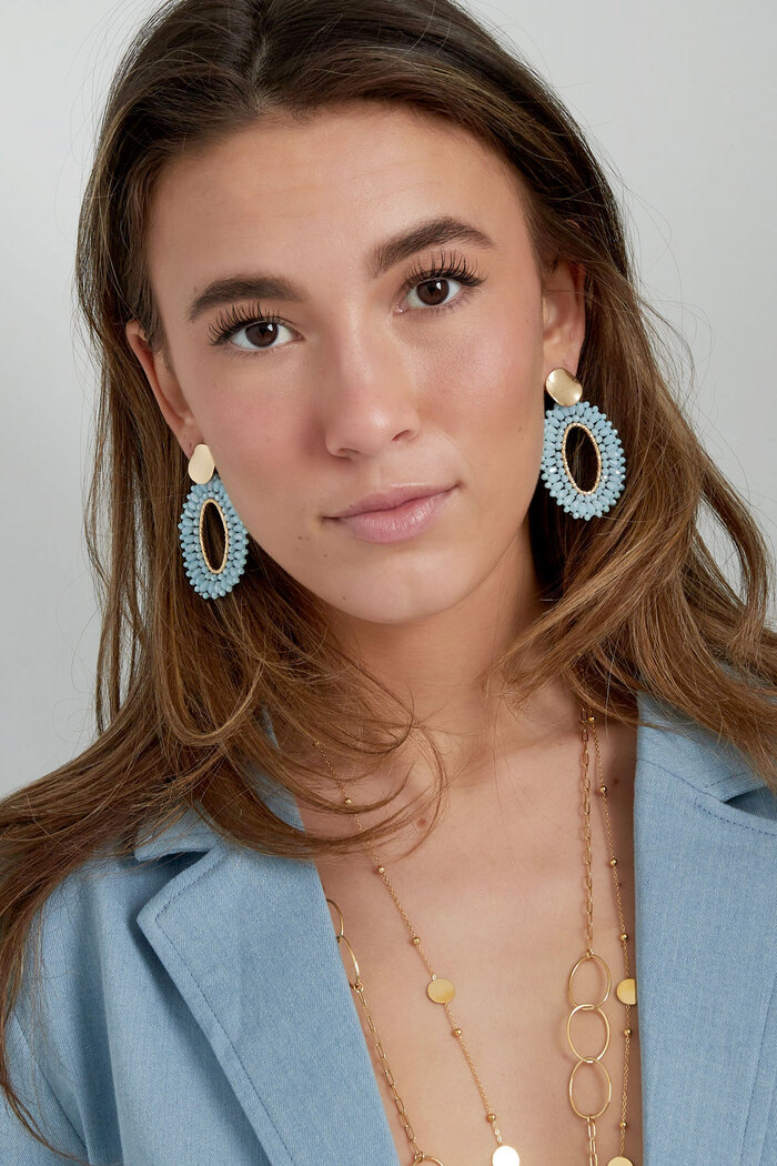Oval statement earrings - blue/gold Picture2