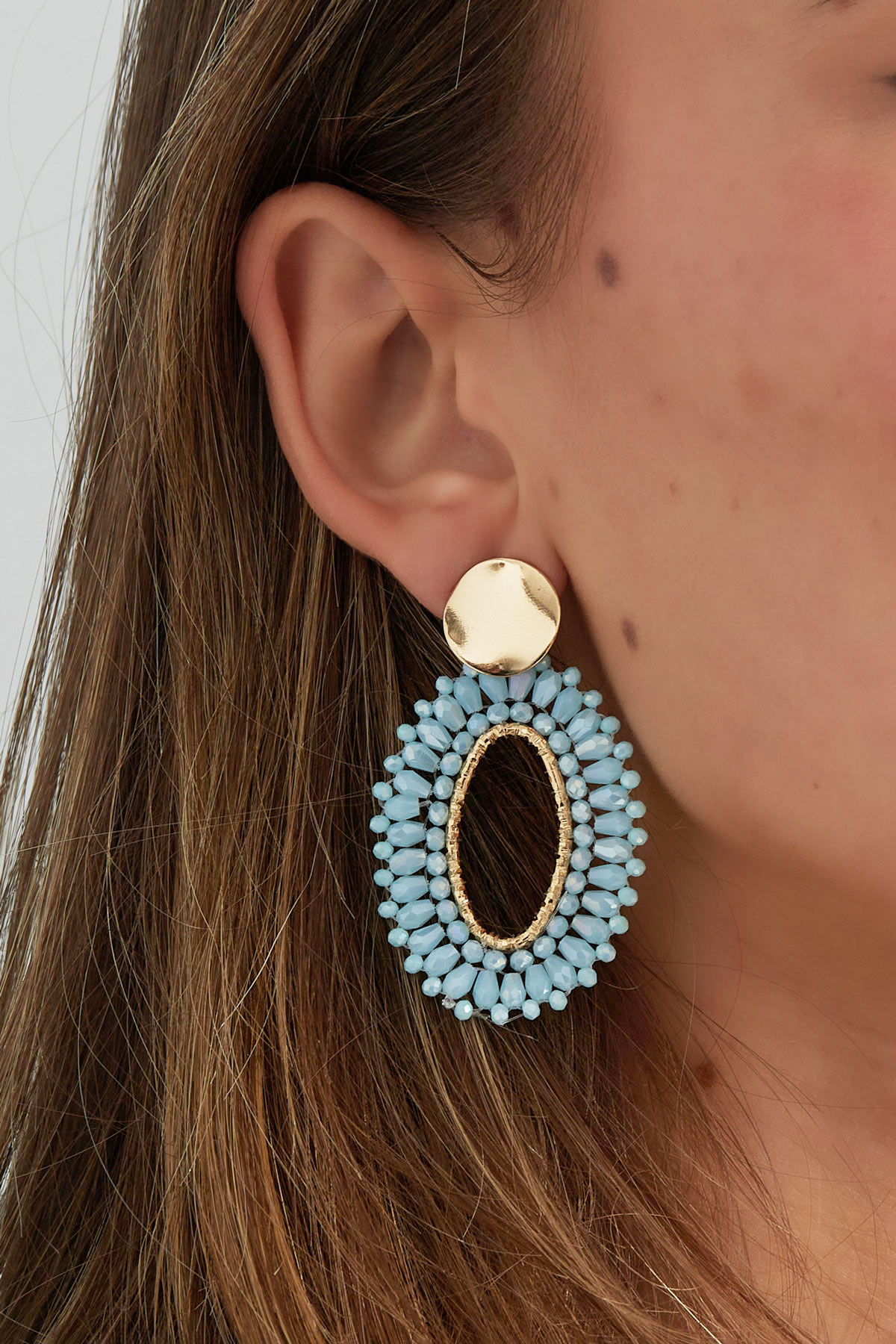 Oval statement earrings - white Picture3
