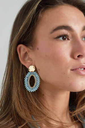 Oval statement earrings - blue/gold h5 Picture4