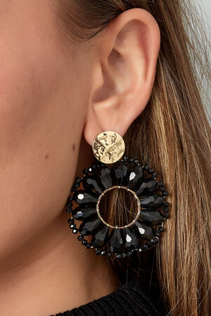 Statement daisy shape earrings - black/gold  h5 Picture3