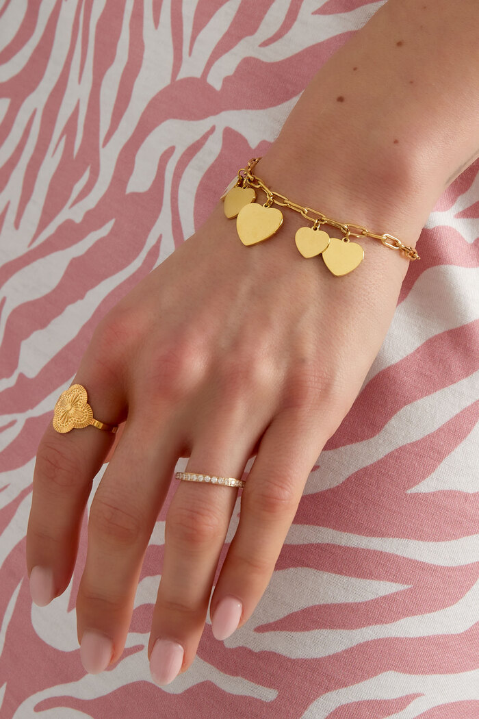 Linked bracelet with heart charms - gold  Picture2