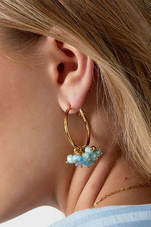 Boucle d'oreille joyeuse avec cristaux colorés - or bleu h5 Image3