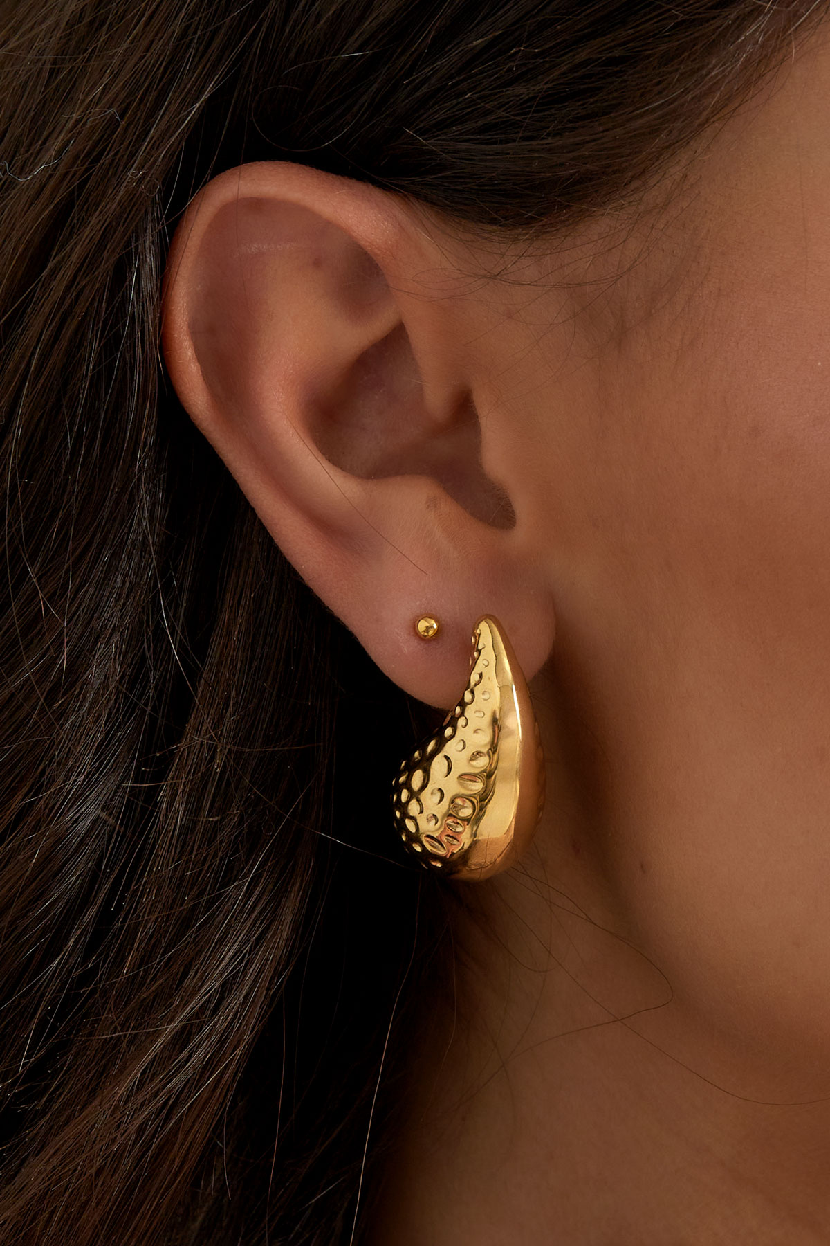 Boucles d'oreilles pendantes avec structure médium - doré h5 Image3