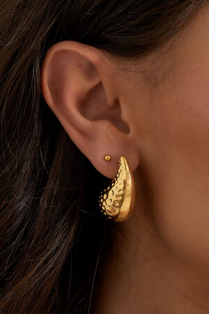 Drop earrings with structure medium - gold h5 Picture3