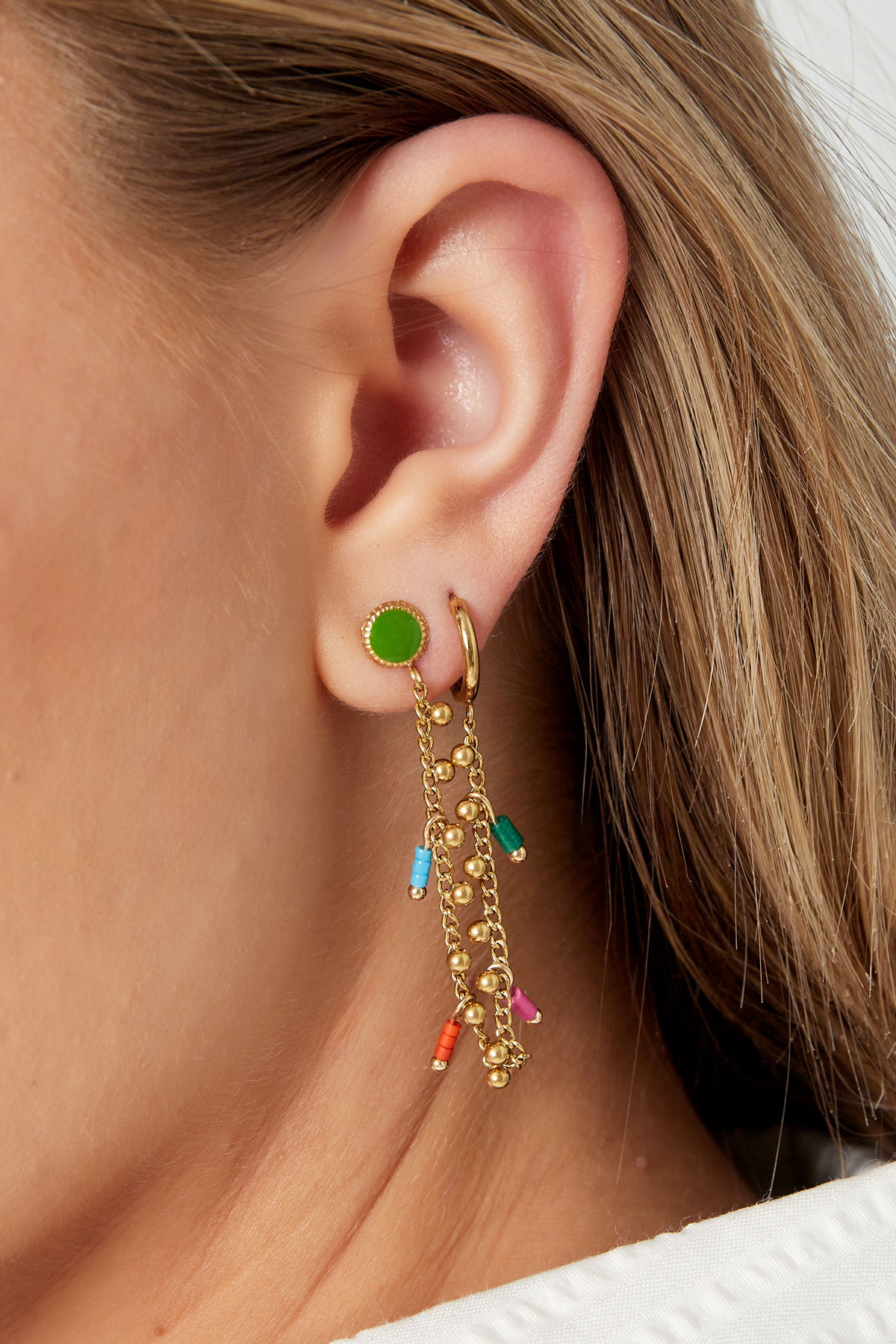 Boucles d'oreilles couleurs désordonnées - doré h5 Image3