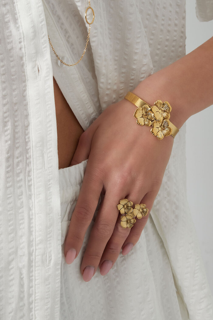 Classico braccialetto floreale per feste - oro  Immagine2