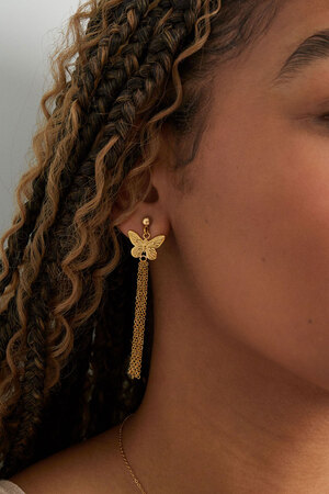 Butterfly earrings with chains - Gold h5 Picture3